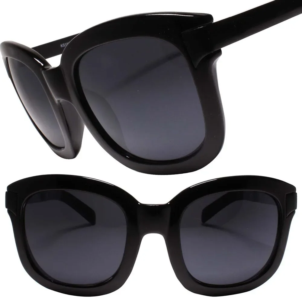 80s 90s Retro  Look Bold Square Punk Rock Hip Hop Black Sunglasses